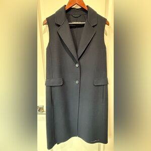 ‘S Max Mara Long wool vest (gilet) With Detachable Belt In Navy, US 4